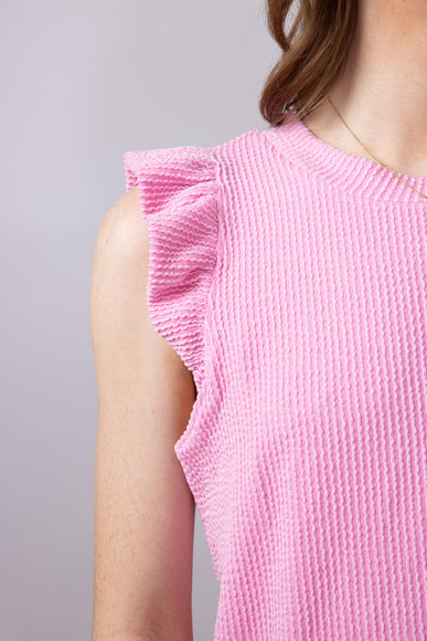 Womens Simply Southern Urban Ribbed Knit Ruffled Sleeve Top for Women in Blush