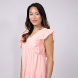 Womens Simply Southern Urban Rib Tiered Ruffle Dress for Women in Coral