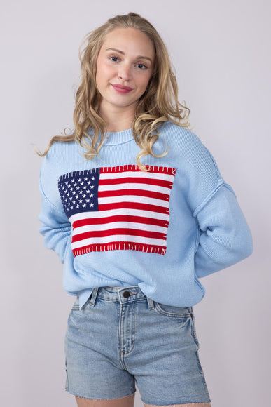 Simply Southern USA Sweater for Women in Light Blue
