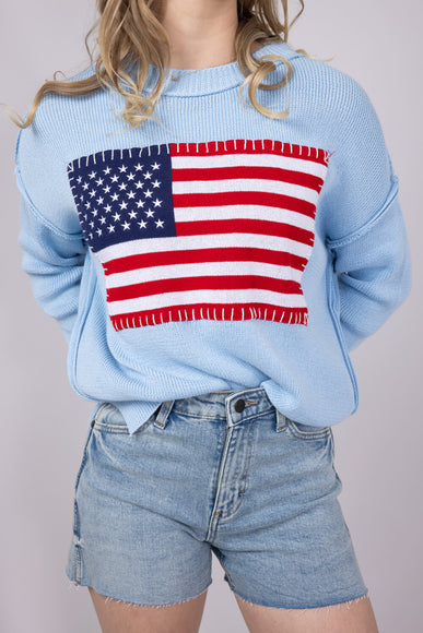 Simply Southern USA Sweater for Women in Light Blue | PP-0125-SWTR-USA-SURF