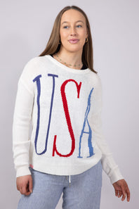 Simply Southern Womens USA Sweater for Women in Cream