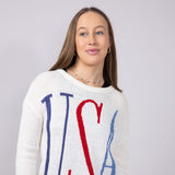 Simply Southern Womens USA Sweater for Women in Cream