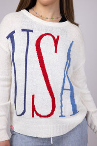 Simply Southern Womens USA Sweater for Women in Cream