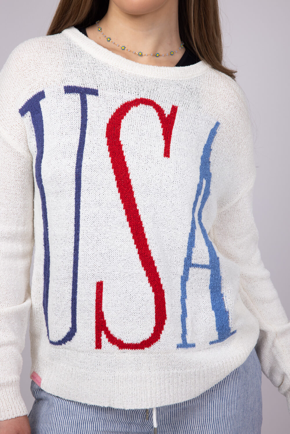 Simply Southern Womens USA Sweater for Women in Cream