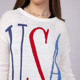 Simply Southern Womens USA Sweater for Women in Cream