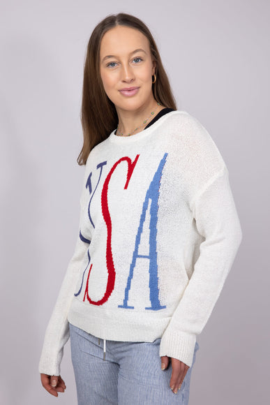 Simply Southern Womens USA Sweater for Women in Cream