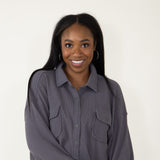 Simply Southern Waffle Knit Shacket for Women in Grey