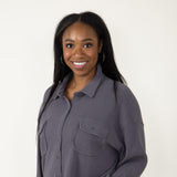 Simply Southern Waffle Knit Shacket for Women in Grey