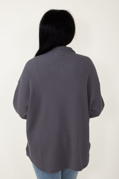 Simply Southern Waffle Knit Shacket for Women in Grey