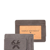 Mens Simply Southern Best Dad Leather Money Clip Wallet in Grey