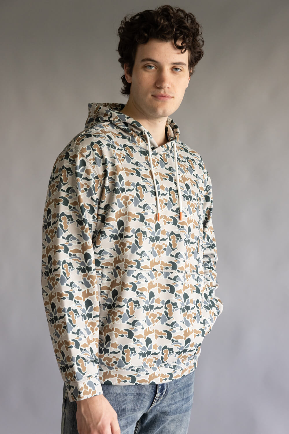 Simply Southern William Camo Fleece Hoodie for Men in Brown