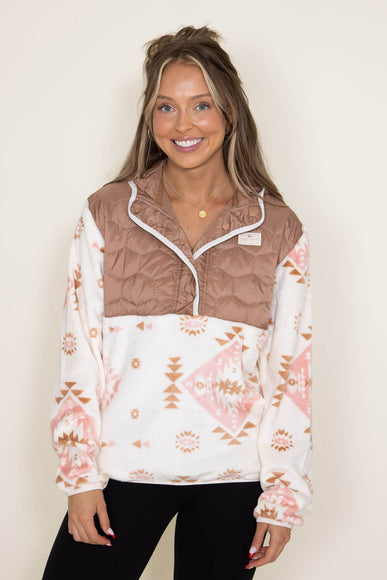 Simply Southern Furry Quarter Pullover Snap for Women in Ivory