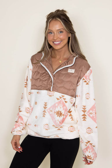 Simply Southern Furry Quarter Pullover Snap for Women in Ivory