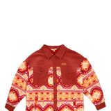 Simply Southern Womens Clothing Cordy Sherpa Shacket for Women in Red/Orange
