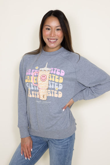 Simply Southern Caffeinated Crewneck for Women in Heather Grey