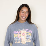 Simply Southern Caffeinated Crewneck for Women in Heather Grey