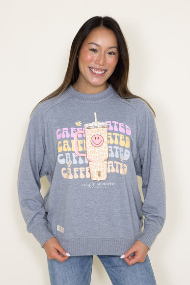 Simply Southern Caffeinated Crewneck for Women in Heather Grey
