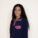Simply Southern Quarter Snap Fleece Pullover for Women in Blue