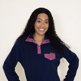 Simply Southern Quarter Snap Fleece Pullover for Women in Blue