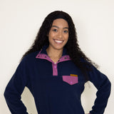 Simply Southern Quarter Snap Fleece Pullover for Women in Blue