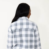Simply Southern High Low Hem Shacket for Women in Plaid Grey