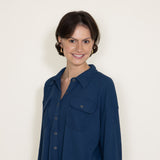 Simply Southern Waffle Knit Shacket for Women in Blue