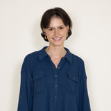 Simply Southern Waffle Knit Shacket for Women in Blue