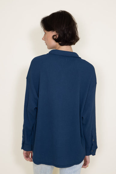 Simply Southern Waffle Knit Shacket for Women in Blue