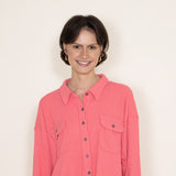Simply Southern Waffle Knit Shacket for Women in Pink