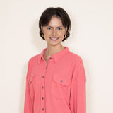 Simply Southern Waffle Knit Shacket for Women in Pink