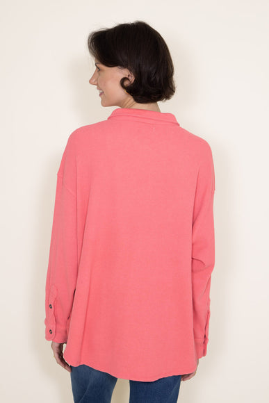 Simply Southern Waffle Knit Shacket for Women in Pink