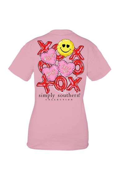 Womens Simply Southern Shirts XOXO Balloons T-Shirt for Women in Pink