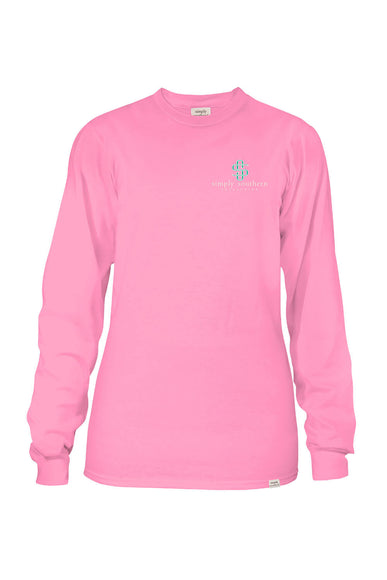 Simply Southern Long Sleeve Blame It On My Roots T-Shirt for Women in Flamingo