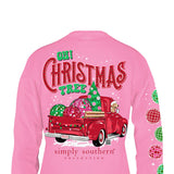 Simply Southern Youth Long Sleeve Oh! Christmas Tree T-Shirt for Girls in Pink