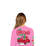 Simply Southern Youth Long Sleeve Oh! Christmas Tree T-Shirt for Girls in Pink
