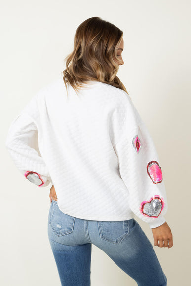 Womens Simply Southern XOXO Quilted Bubble Sleeve Sweatshirt for Women in White
