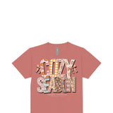 Simply Southern Youth Cozy Season T-shirt for Girls in Maple