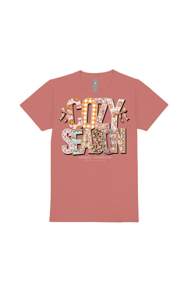 Simply Southern Youth Cozy Season T-shirt for Girls in Maple