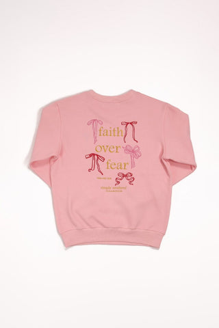 Simply Southern Youth Embroidered Dilara Faith Crewneck for Girls in Pink