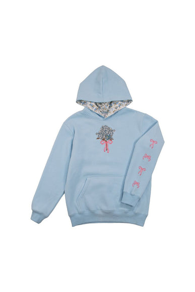Simply Southern Youth Embroidered Dilara Flower Hoodie for Girls in Blue