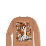 Girls Simply Southern Shirt Youth Too Cute To Spook Long Sleeve T-Shirt for Girls in Chestnut