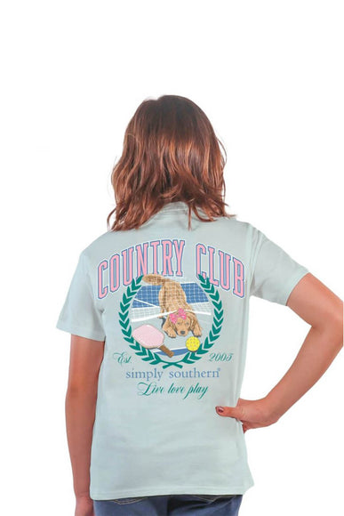 Simply Southern Girls Shirts Youth Club T-Shirt for Women in Blue
