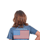 Youth Simply Southern Girls Youth Knit Flag T-Shirt for Girls in Blue