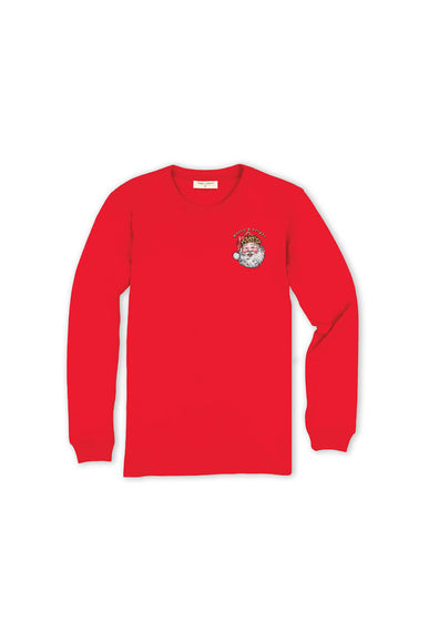 Simply Southern Youth Leopard Hat Santa Long Sleeve T-Shirt for Girls in Red