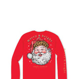Simply Southern Youth Leopard Hat Santa Long Sleeve T-Shirt for Girls in Red
