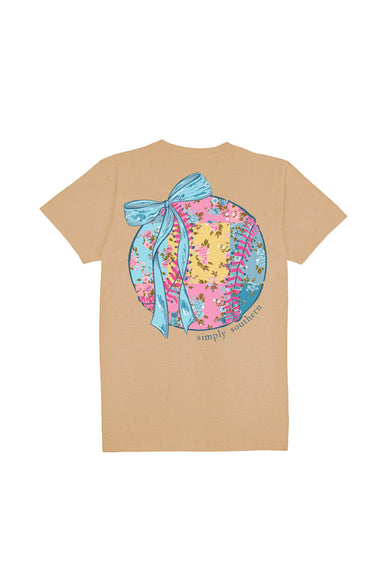 Girls Simply Southern Youth Patched Baseball T-Shirt for Girls in Khaki