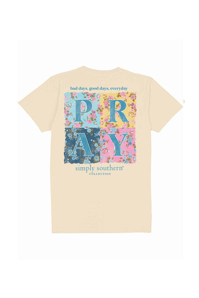 Simply Southern Girls Youth Pray Everyday T-Shirt for Girls in Natural