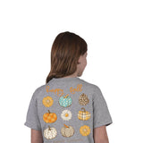 Simply Southern Youth Shirts Happy Fall Pumpkin T-Shirt for Girls in Heather Grey 