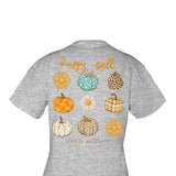 Simply Southern Youth Shirts Happy Fall Pumpkin T-Shirt for Girls in Heather Grey 