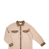 Simply Southern Youth Quilted Plaid Sherpa Shacket for Girls in Cream
